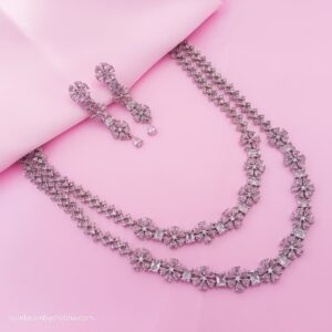 Beautiful Trending Two-Layered white Necklace Set