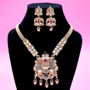 Golden Long Necklace with cute earrings