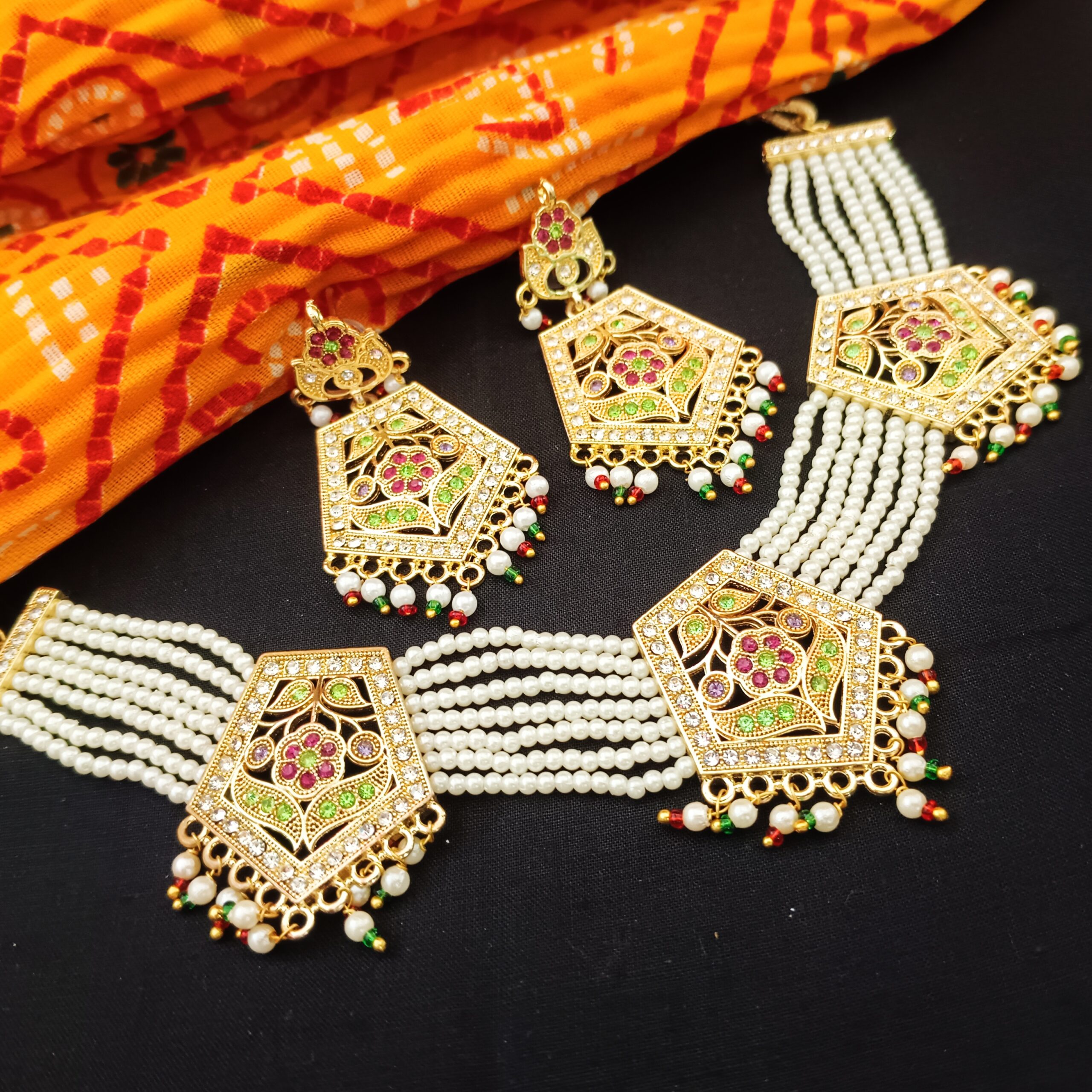 Elegant Pearl and Gold-Plated Choker Set