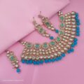 Tourquise Blue Kundan Party Wear Necklace