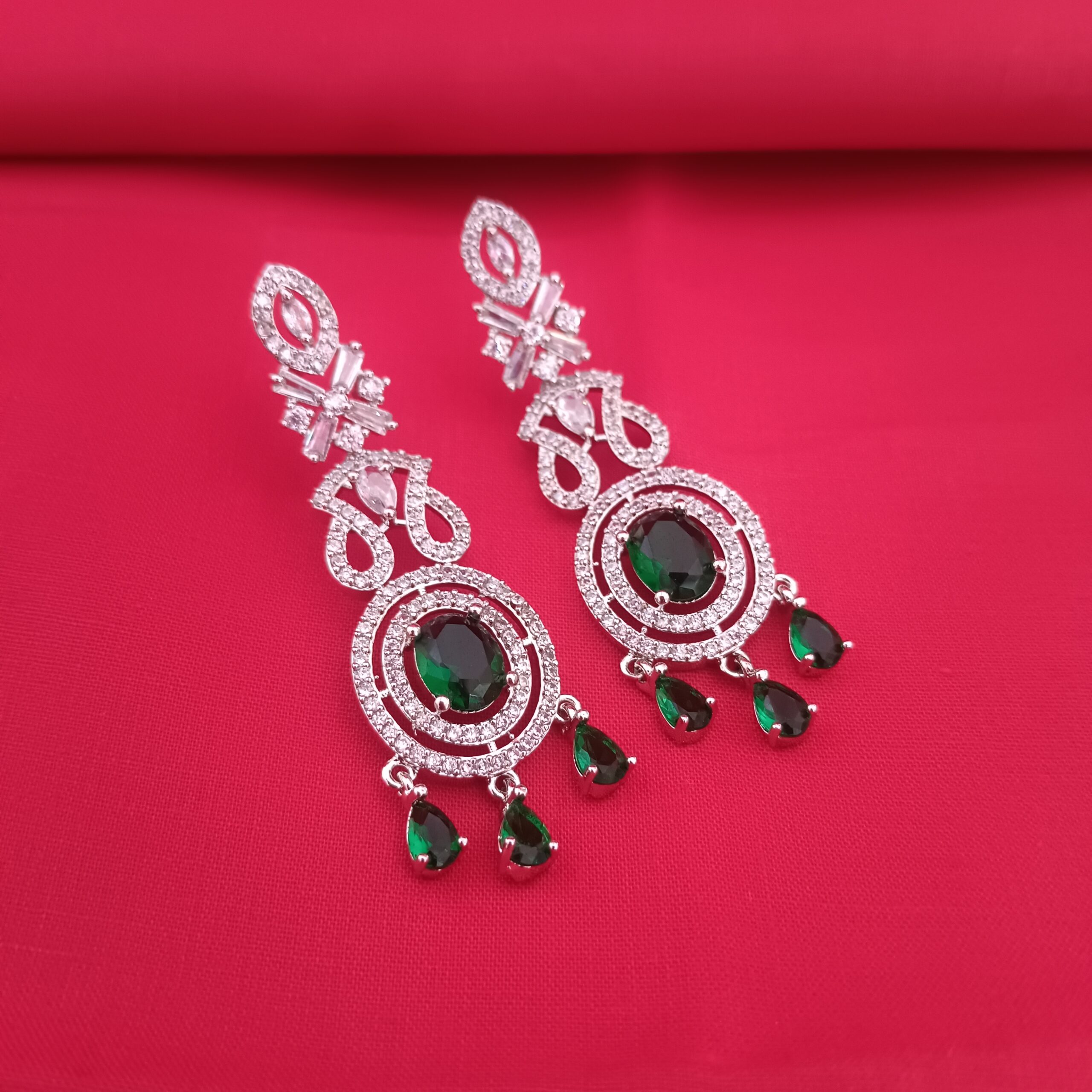 Premium Long Hanging Earrings Green