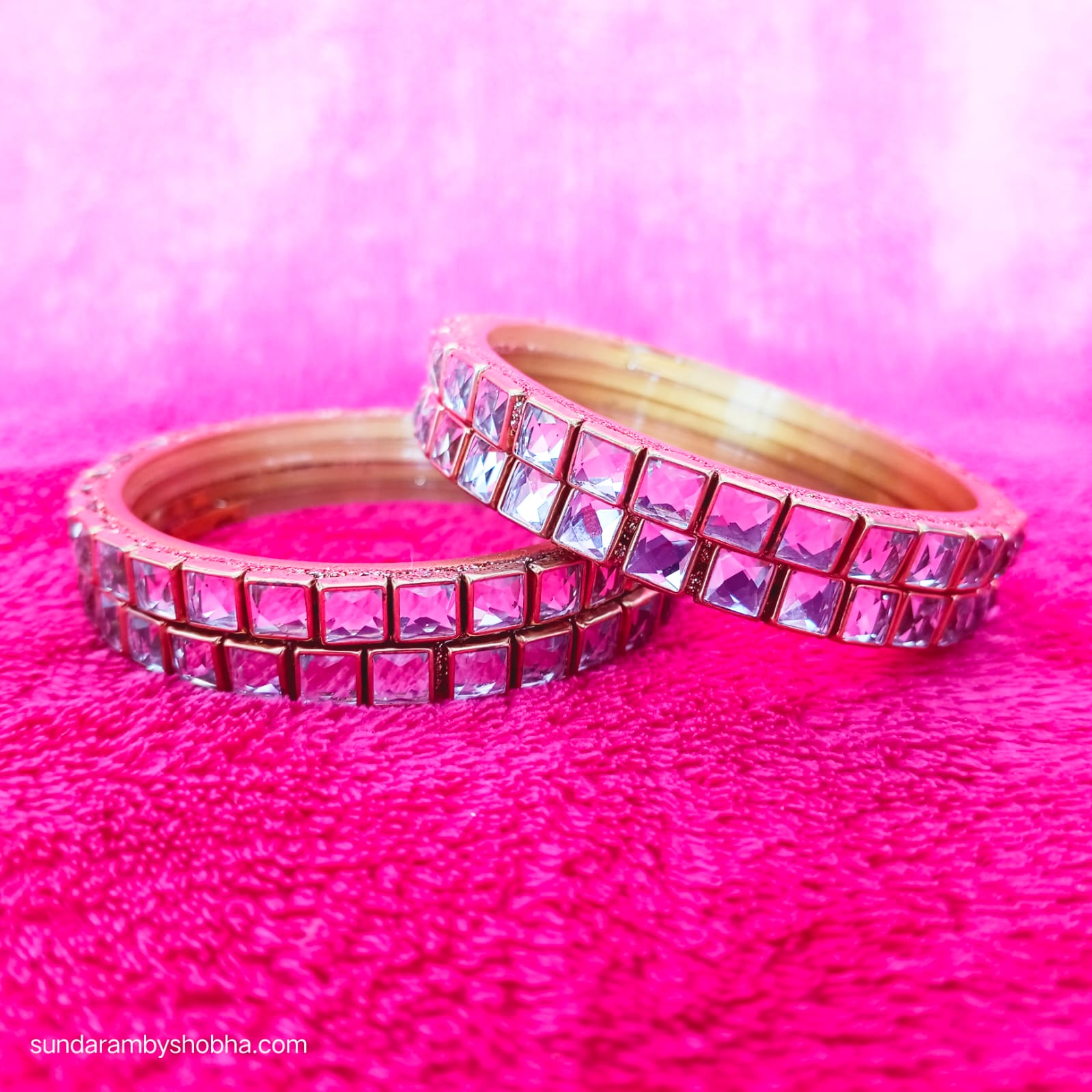 Kundan Glass Base Bangles (Set of 4)